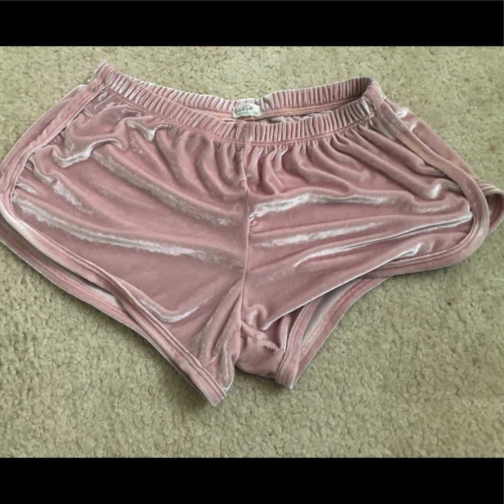 super cute and trendy velvet gym shorts